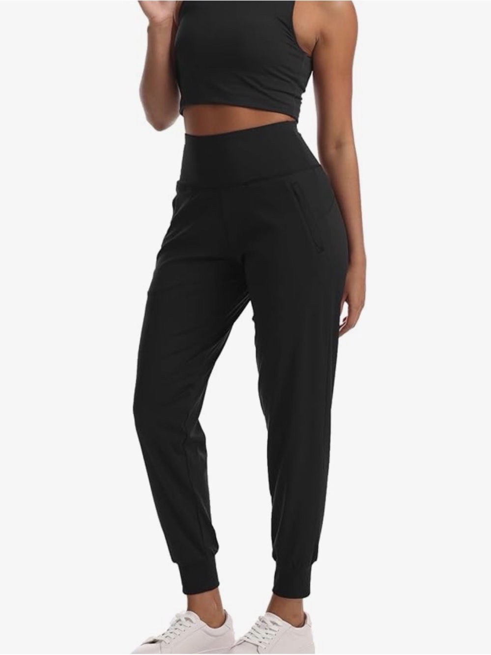 High-Waist Black Jogger Pants for Women